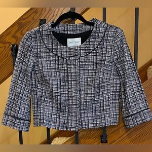 White House Black Market Cropped 3/4 Sleeve Blazer Large Snap Front SZ.2 Womens